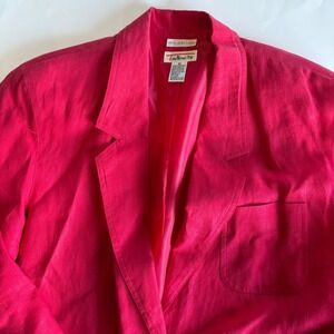 Vintage Talbots Women's 10 Red 100% Irish Linen Blazer 2 Button Holidaywear Xmas